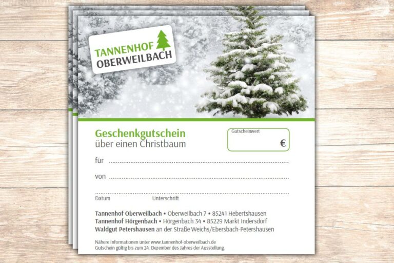Der Christbaum vom Tannenhof Oberweilbach als Gutschein